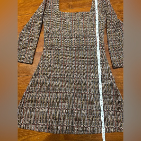 Free People Brown Tweed Long-Sleeve Square Neck Mini Dress - Picture 8 of 8